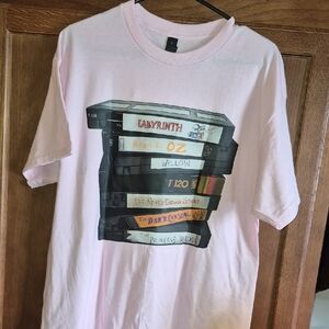 Gildan Light Pink Graphic VHS Stack T‑Shirt